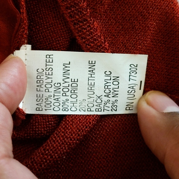 Zaraknit| Burgundy Sleeveless Vegan Leather Top With Acrylic Nylon Blend Back - Picture 10 of 10